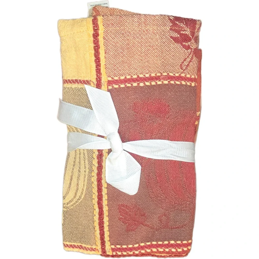 Harvest‎ Pumpkin Patchwork Woven Kitchen Towels Set 4 Autumn Thanksgiving Decor